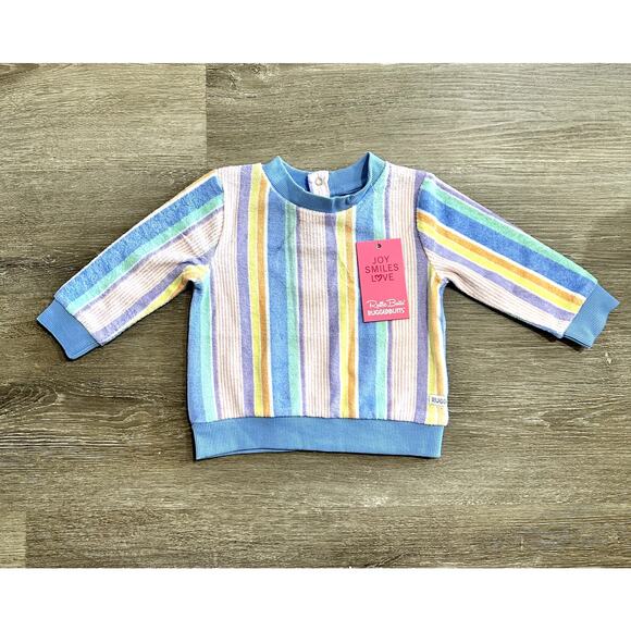 Ruffle Butts Rainbow Lane Stripped Terry Knit Sweatshirt Size 12-18 Months NEW - Picture 1 of 6
